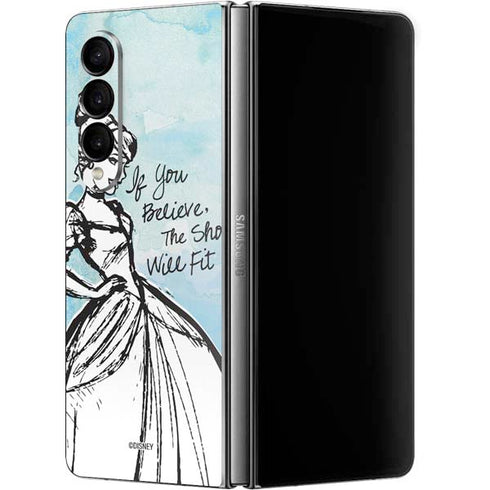 Disney Cinderella Sketch Art Shoe Will Fit Galaxy Z Fold4 5G Skin